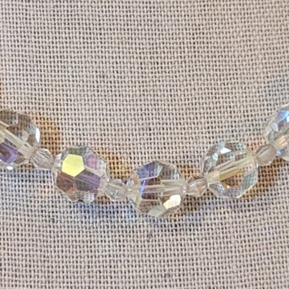 Vintage 1950s 10mm AB Crystal Necklace with Hook Closure - Picture 4 of 6